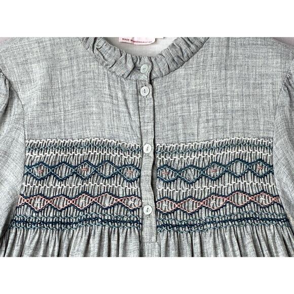 Bonpoint Gray Smocked Viscose/Wool Blend Tamsin Dress Girls 8 Yrs - Picture 2 of 5